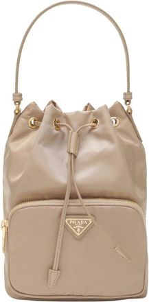 Prada Secchiello Bucket Bag - Dames - Schoudertassen - Beige - ONE Size - Leer - Tassen
