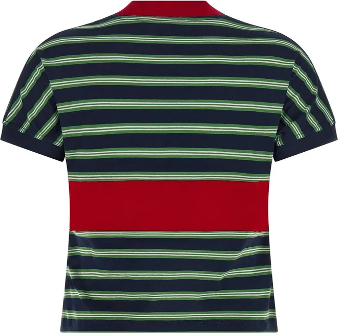 Striped Cotton with Logo Intarsia T-Shirt - Multicolor
