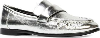 Black Suede Studio Arrow Loafer in Silver Crinkle at Nordstrom, Size 11Us