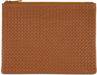 Dragon Diffusion A4 Pochette woven-leather clutch - Brown