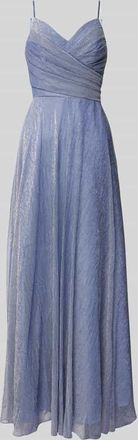 Unique Abendkleid mit Spaghettitr&auml;gern und V-Ausschnitt in Hellblau, Gr&ouml;&szlig;e 40