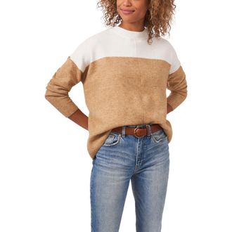 Vince Camuto Extended Shoulder Colorblock Sweater in Antique White at Nordstrom Rack, Size Large