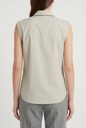 Brunello Cucinelli Sleeveless Cotton-Blend Shirt - Beige