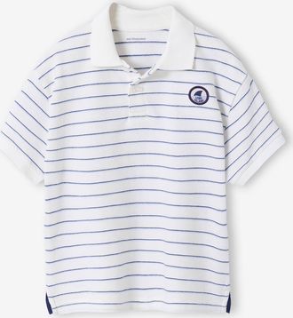 Vertbaudet Gestreiftes Poloshirt Jungen mit Logo-Stickerei Long Island wollwei&szlig;