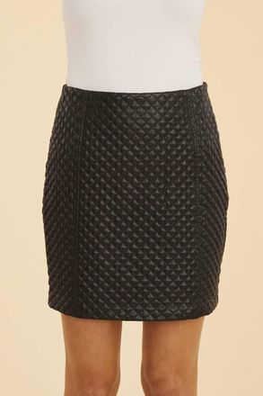 Dolce Cabo Faux Leather Quilted Skirt In Black
