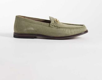 Asos Mocassini college in camoscio kaki-Verde