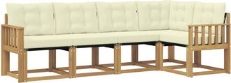 vidaXL Conjunto De Sof&aacute;s De Exterior 5 Uds. Blanco Y Crema Vidaxl
