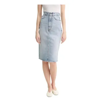 Fiorucci Faded Heart Pocket Denim Midi Skirt - Dames - Rokken - Blauw - Maat: W27 Denim