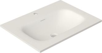 Saniclass Flow Meubelwastafel - 61x46x1.2cm - overloop - 1 wasbak midden - 1 kraangat - solid surface wit mat