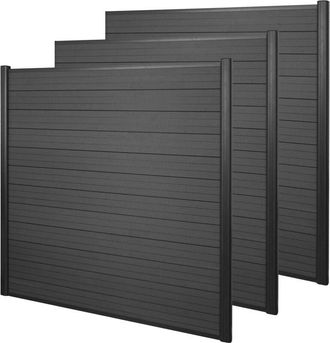 Hhg non utilizzato] Frangivento fendivista 3x pannelli privacy Sarthe wpc alluminio premium 560cm antracite