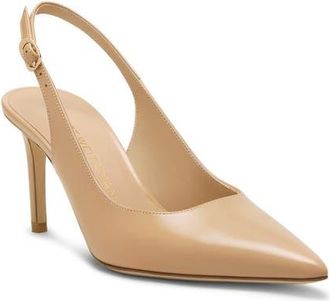 Stuart Weitzman Stuart Power 75 Pointed Toe Slingback Pump in Adobe Beige at Nordstrom, Size 10.5