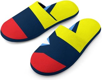Generic Union of Venezuela And Argentina Flag Mens Flannel Slipper Soft Comfy House Shoes Non Slip Winter Warm Indoor Outdoor Slippers