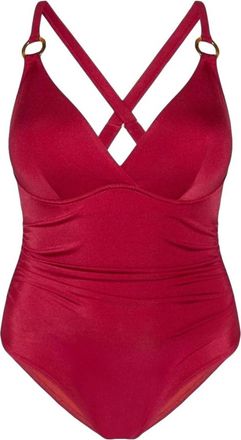 Fiorella Rubino Eendelig badpak met ringdetail - Dames - Badpakken - Rood - L - Polyester - Badmode