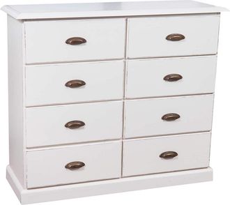 Biscottini International Cajonera De Estilo Country De Madera Maciza De Tilo Acabado Con Efecto Blanco Envejecido 116x41x100 Cm