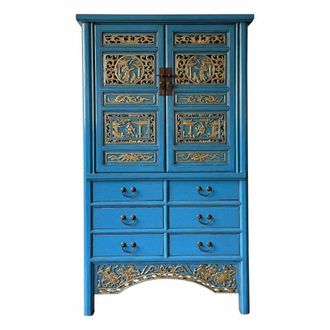 Wanderlust Deco Armario de madera azul 100x43x170