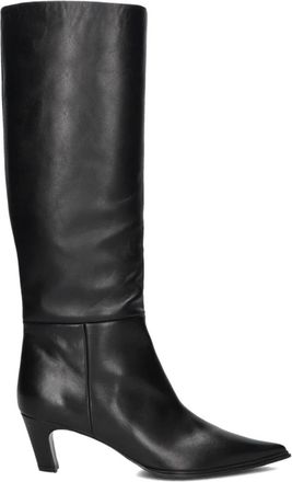 Zinda Zwarte Leren Hoge Laarzen - Dames - Cowboylaarzen - Zwart - 37 EU - Leer - Schoenen