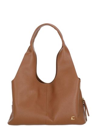 Coccinelle Textured Leather Shoulder Bag with Golden Logo Detail