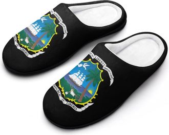 Generic Coat of Arms of Liberia Funny Womens Cotton Slippers Shoes Novelty Soft Non-Slip Sole Home Shoe