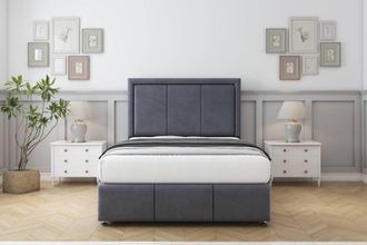 Comfort Beds Savoy Plush Divan Set No Drawers-26 Headboard-Footboard in Dark Grey | Size: Small Single