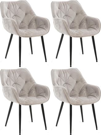 Clp Set De 4 Sillas Tanna De Sal&oacute;n En Terciopelo Gris