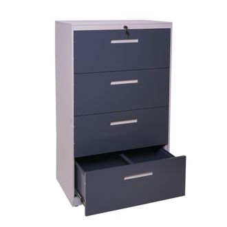 Hhg Hhg - Nunca Usado] Archivador Colgante 042, Archivador De Oficina Armario De Acero, A4 Con Cerradura, 132x76x46cm Gris-gris Oscuro
