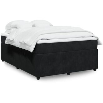 vidaXL Cama Box Spring Con Colch&oacute;n Terciopelo Negro 160x200 Cm Vidaxl