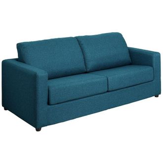 Vente-Unique Vente-unique - Divano letto 3 posti a ribalta Posto letto 140 cm Materasso 14 cm in Tessuto Blu - doneto