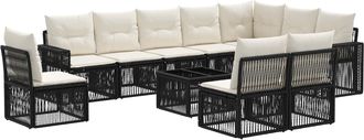 vidaXL Conjunto De Sof&aacute;s De Jard&iacute;n 11 Uds. Negro Y Blanco Crema Vidaxl