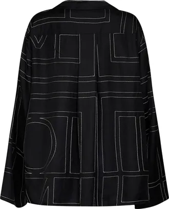 Toteme Womens Silk Pj Shirt Black Monogram