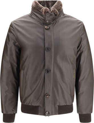 Moorer Brown Mock Collar Jacket