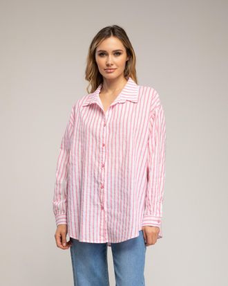 Tantra Losvallende gestreepte blouse met geschulpte rand aan de mouw
