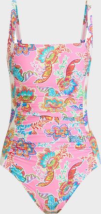 Johnny Was Roisin Marilyn Ruched One-Piece Swimsuit