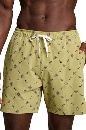 Rhone 5.5-Inch Water Repellent Swim Trunks in Dusty Sage Foulard at Nordstrom, Size Xx-Large