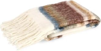 BIZZOTTO Manta Nayla Blanca A Rayas Con Flecos 130 X 170