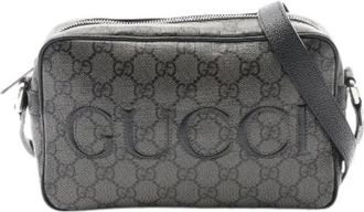 Gucci Pre-owned Cross Body Bags, male, Gray, Size: ONE SIZE Pre-owned GG Supreme PVC Coated Canvas Shoulder Bag