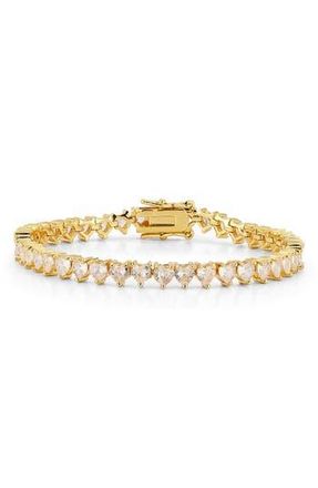 Chloe and Madison Cubic Zirconia Heart Tennis Bracelet in Gold at Nordstrom Rack