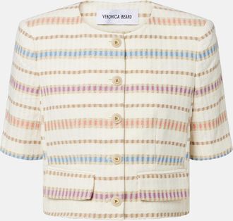 Veronica Beard Orville striped cropped cotton-blend jacket