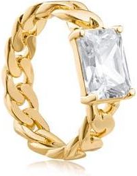Kenneth Jay Lane Fixed Chain Band Baguette Stone Ring in Clear Gold at Nordstrom Rack, Size 6