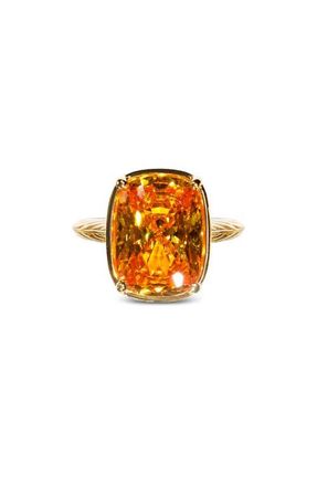 Sterling Forever Elongated Cushion-Cut Cubic Zirconia Cocktail Ring in Gold/Canary at Nordstrom, Size 10