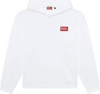 Diesel S-Nlabel-L1 logo-appliqu&eacute; hoodie - men - Cotton - S - White