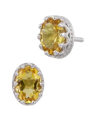Savvy Cie Jewels Silver 1.60 Ct. Tw. Citrine Stud Earrings