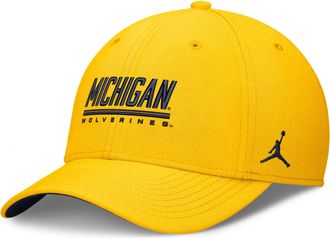 Nike Jordan Mens Michigan Sideline Rise Jordan Brand Dri-FIT College Hat in Yellow | JC3A09SKMWN-559