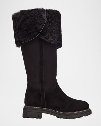 La Canadienne Davide Shearling-Lined Waterproof Suede Knee-High Boots