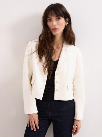 Phase Eight Adria Cropped Textured Jacket Blazer in Ivory at Nordstrom, Size 10