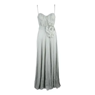 Elisabetta Franchi Kleedjes, Dames, Groen, L, Polyester, Red Carpet Lam&eacute; Jurk