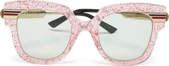 Gucci Zonnebril met vierkant montuur en glitter - Roze