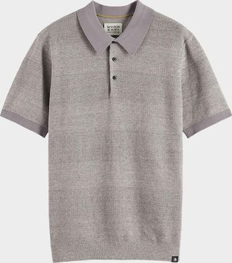 Scotch & Soda Men & apos;s Cotton Knit Tonal Stripe Classic-Fit Polo Shirt