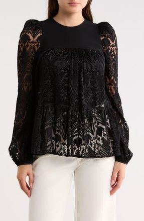 Longchamp Lace Long Sleeve Top in Black at Nordstrom Rack, Size 6 Us / 38 Fr