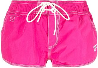 Tom Ford logo-print drawstring shorts - women - Polyester/Cotton/Polyamide/Elastane - 40 - Pink