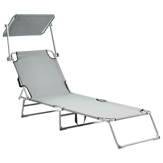 Beliani Beliani - Tumbona De Jard&iacute;n Reclinable Con Toldo De Metal Plegable Gris Foligno